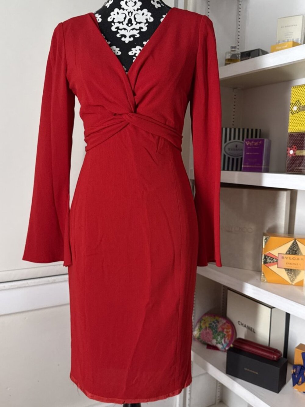 Vintage 70 Tahari Bergdorf Goodman Dress Women's 4 Red classic stylish old money